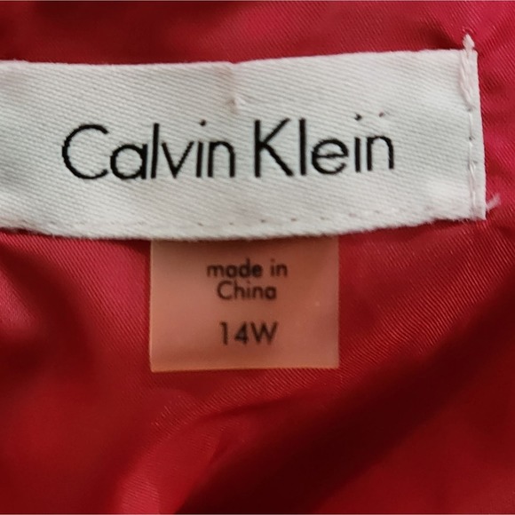 Calvin Klein Fuscia Lace overlay faux‎ suede trim midi party dress plus size 14W - Picture 6 of 8